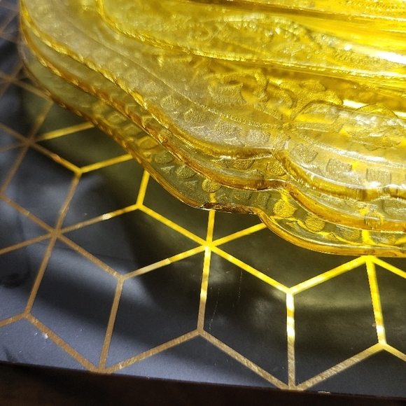 Vintage Amber Depression Glass Dinnerware Set, Dinner & Lunch Plates, Cups & Sau - Picture 4 of 16